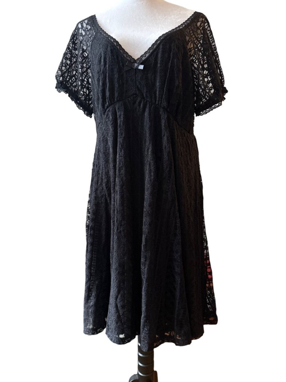 Torrid Betsey Johnson Flirty Black Lace Fit Flare Baby Doll Romantic Midi Dress